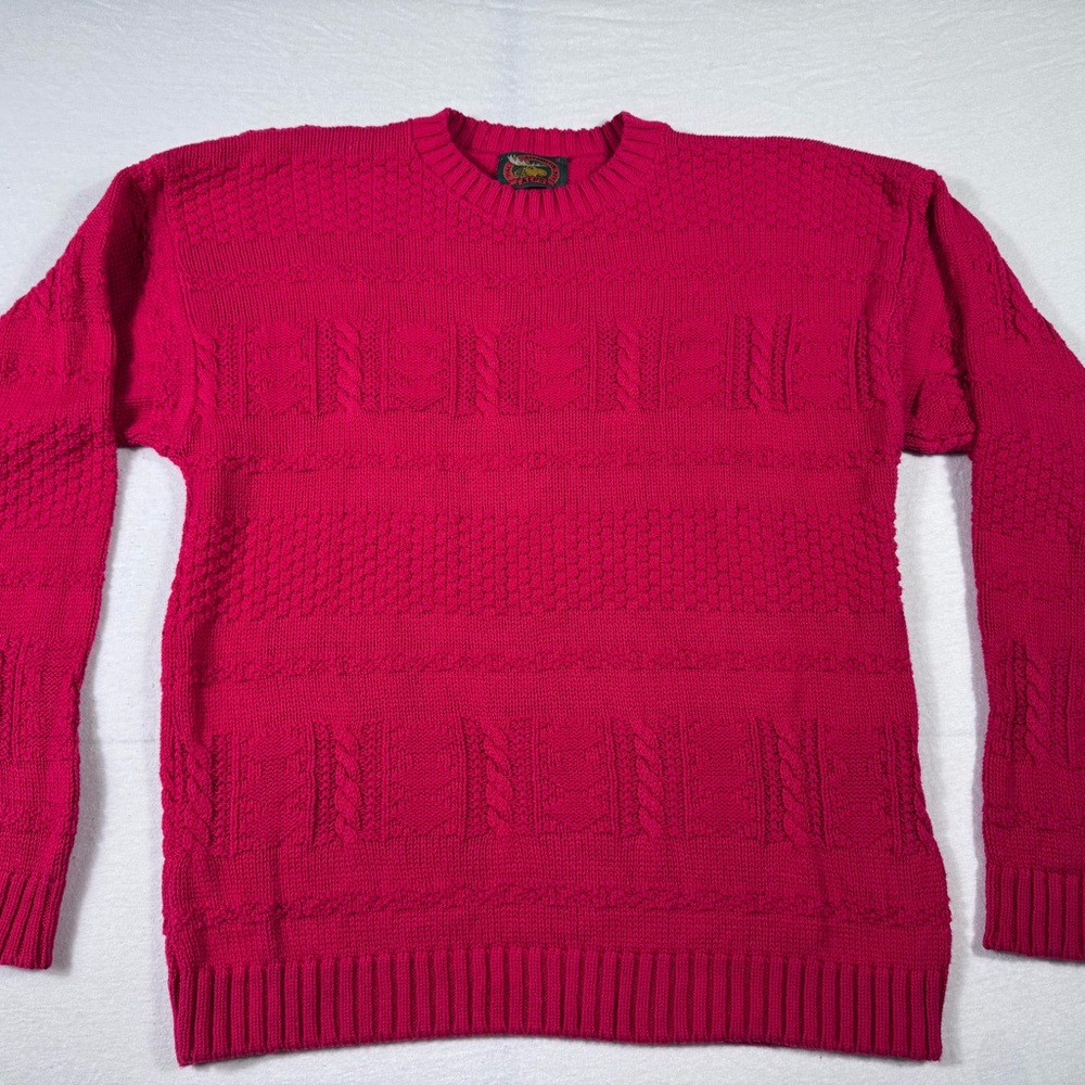 Vintage ALPS 100% Cotton Chunky Knit Sweater M Made USA